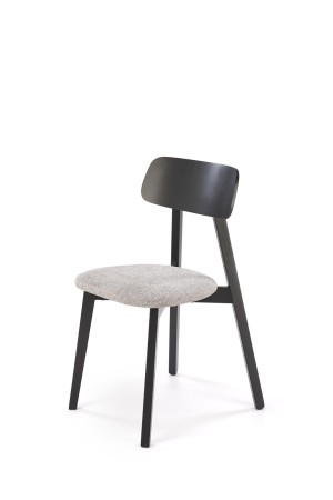 Krzesło HYLO z szarym tapicerowanym siedziskiem i czarną drewnianą ramą