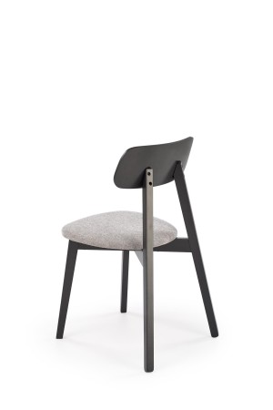 Krzesło HYLO z szarym tapicerowanym siedziskiem i czarną drewnianą ramą
