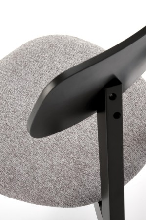 Krzesło HYLO z szarym tapicerowanym siedziskiem i czarną drewnianą ramą