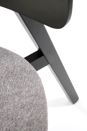 Krzesło HYLO z szarym tapicerowanym siedziskiem i czarną drewnianą ramą