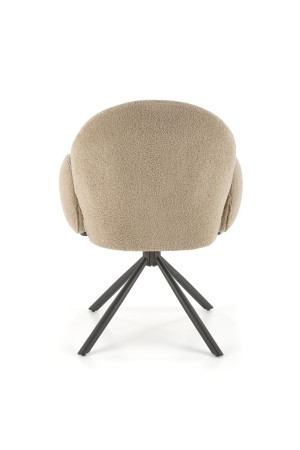 Krzesło K498 w kolorze cappuccino, tkanina boucle, nogi metalowe, funkcja obrotu 180°