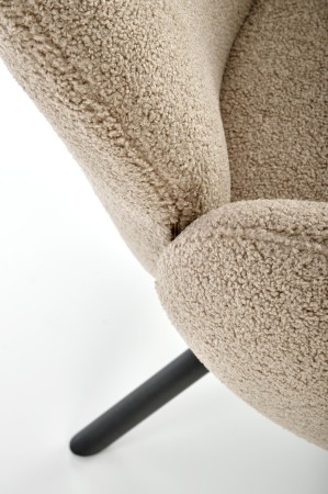 Krzesło K498 w kolorze cappuccino, tkanina boucle, nogi metalowe, funkcja obrotu 180°