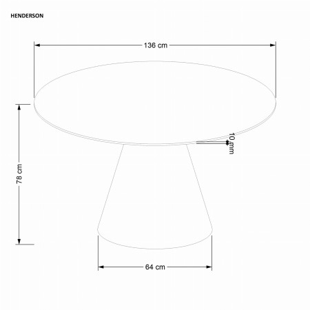 Okrągły stół Henderson 136 cm w naturalnej okleinie orzecha z geometryczną podstawą