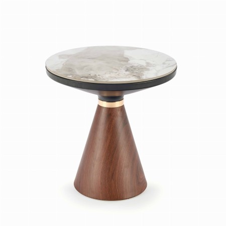 Stolik Genesis S 50 cm z ceramicznym blatem i podstawą orzechową
