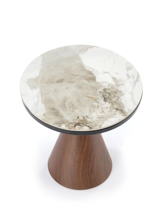 Stolik Genesis S 50 cm z ceramicznym blatem i podstawą orzechową