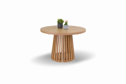 Przejdź do produktu Stół okrągły LELA  rozkładany z forniru dębowego z lamelową podstawą 