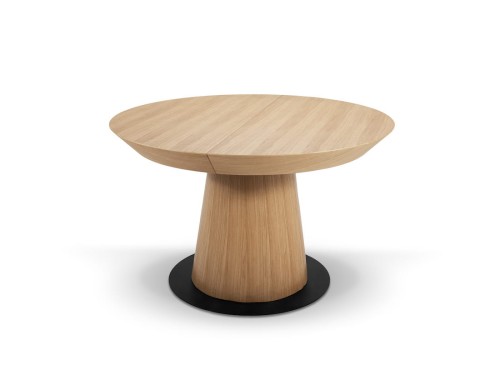 Przejdź do produktu Stół S73 okrągły rozkładany z forniru dębowego z metalową podstawą