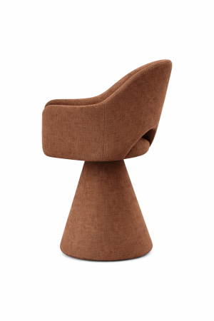Nowoczesne krzesło tapicerowane Sora w brązowej tkaninie – widok przód.