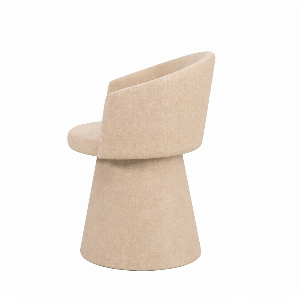 Krzesło Cortona tapicerowane obrotowe 360 stopni z podłokietnikami w beżowej tkaninie – nowoczesne krzesło do jadalni i salonu.
