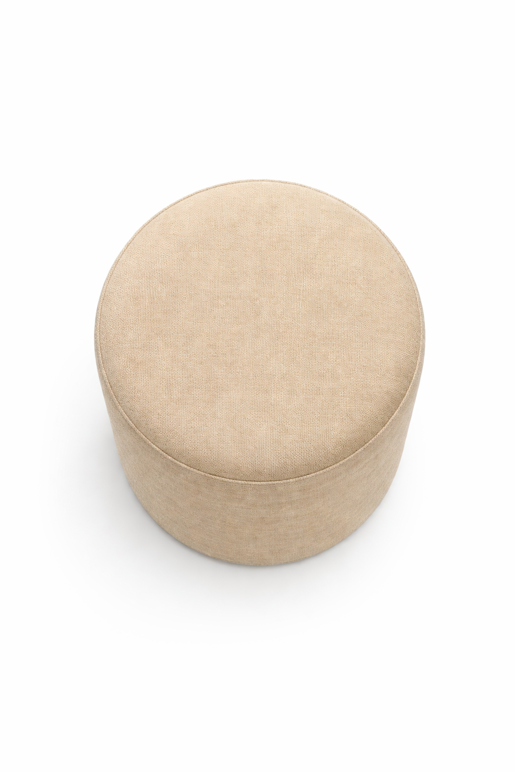 Hoker tapicerowany Ewi 65 cm w beżowej tkaninie przy wyspie kuchennej